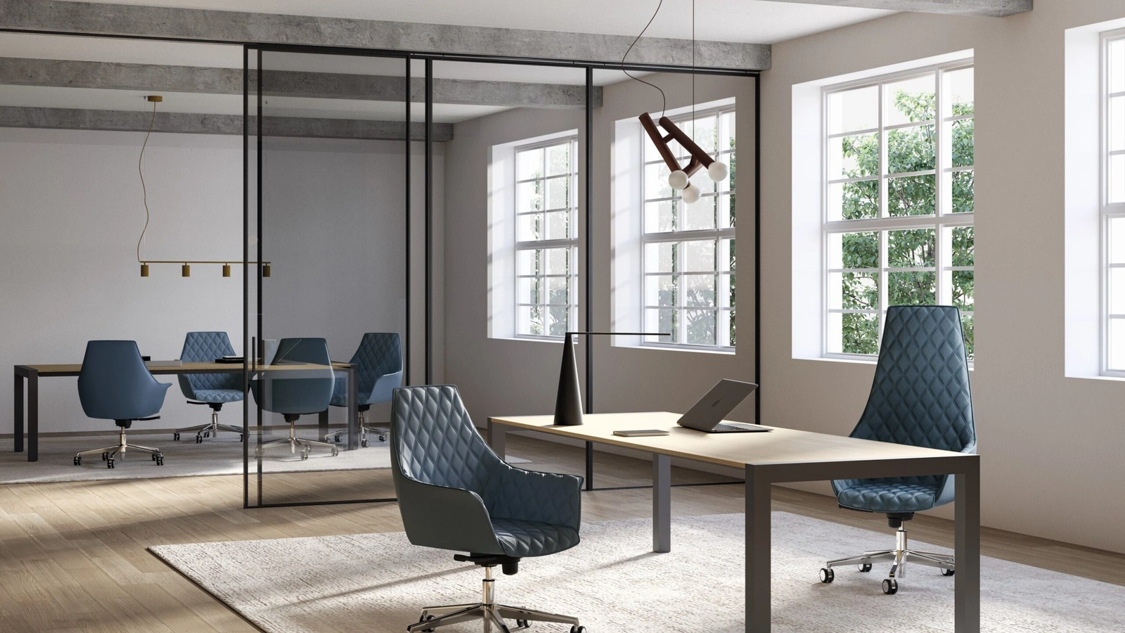 Poltrona Direzionale in ecopelle trapuntata a rombi Kimera di Kastel