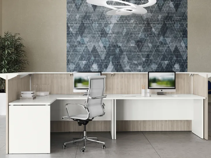 Scrivania Operativa Teko 08 in laccato bianco opaco e melaminico di Colombini Office